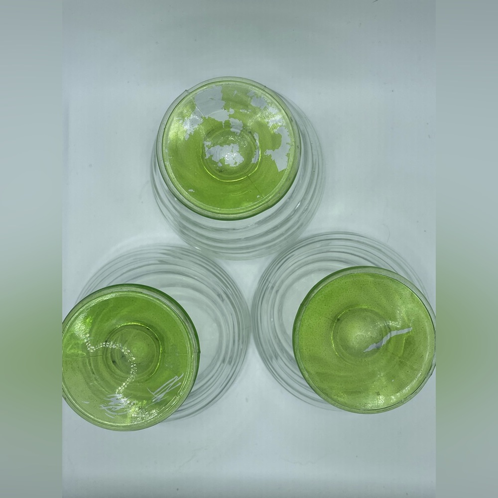 Vintage 1940s Swirled Glass Dessert Dishes w/ Green Stems (Set of 4 + 3 extra) - Picture 6 of 6